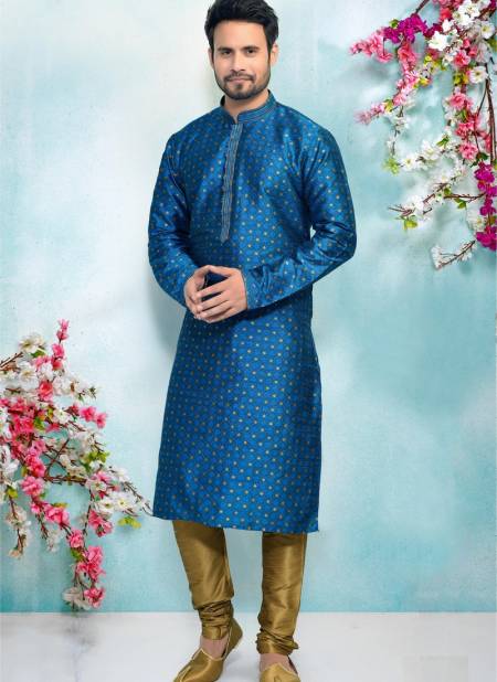 Blue Colour Fancy New Party And Function Wear Traditional Pure Art Banarasi Silk Kurta Pajama Redymade Collection 1032-8384